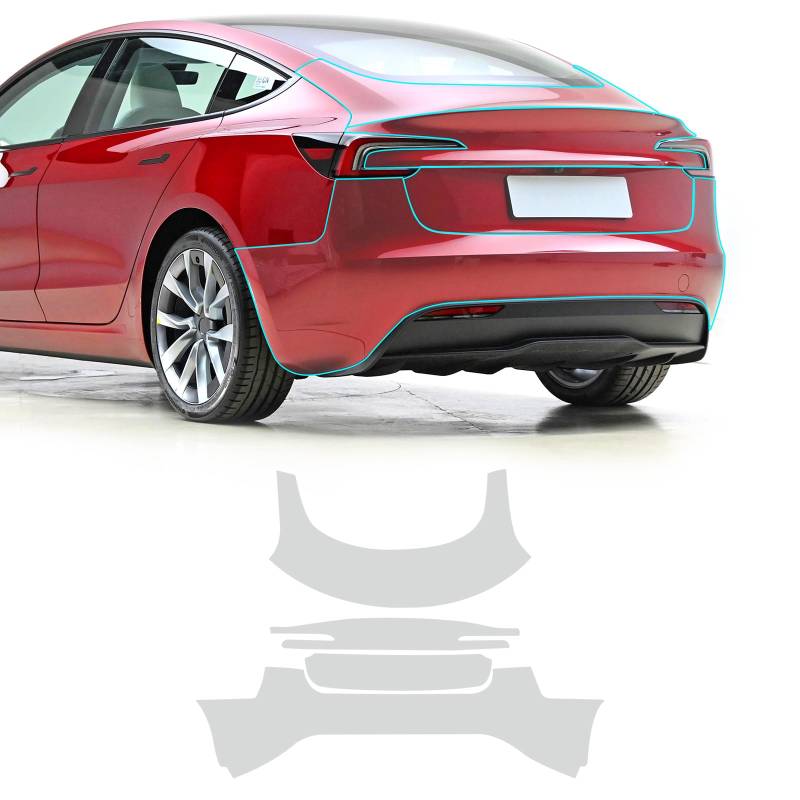 FDAIUN für Tesla Modell 3 Highland 2024 TPU Transparente Folie Auto Schutzfolie Aus Blasenfrei mit Installationszubehör 4Stück (Kofferraum+Heckflügel) von FDAIUN