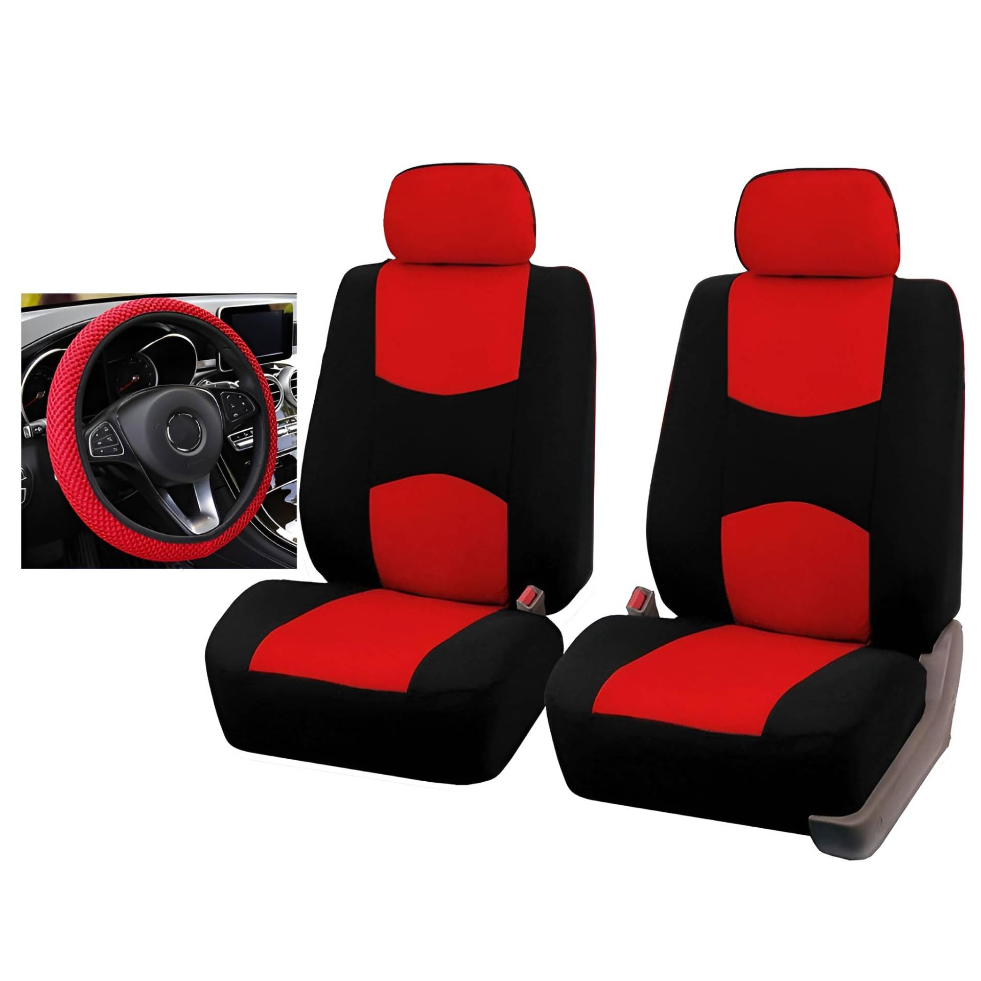 FDCYQW Auto Sitzbezüge für VW Caddy V 2020 2021 2022 2023, Allwetter rutschfest Atmungsaktiv Schonbezug-Set Innenraum Protectors Accessories,X/Red von FDCYQW