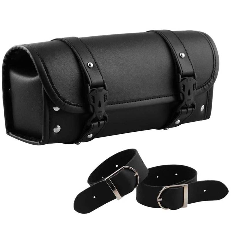 OUCONGK Motorrad Satteltasche, Satteltasche, Motorräder Leder Satteltasche, wasserdichte Motorradtasche, Leder Wasserdicht Werkzeugtaschen, für Motorräder und Fahrräder Lagern (Schwarz) von OUCONGK