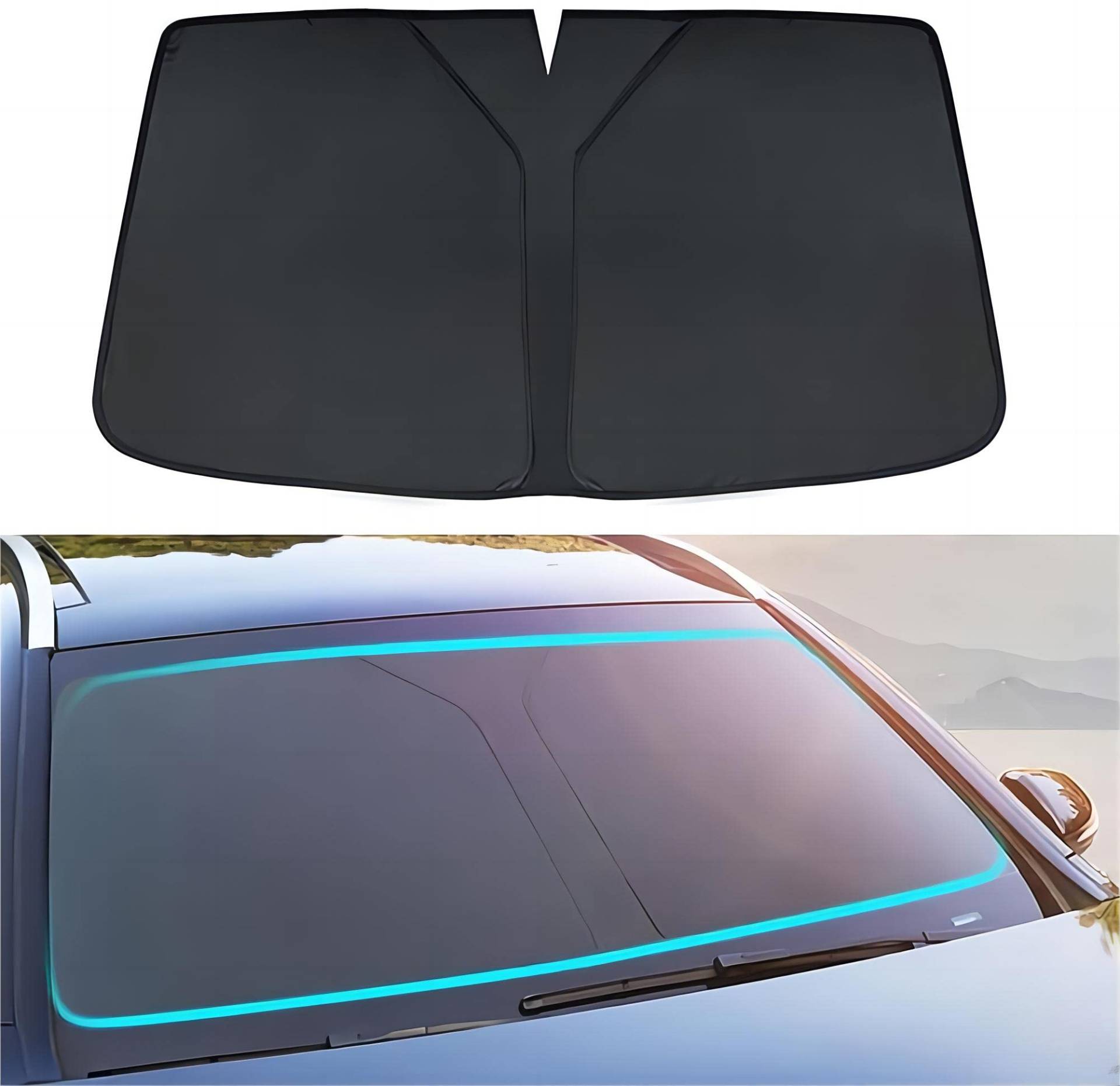 Windschutzscheibe Sonnenschutz für Peugeot 3008 III 2023 2024, Faltbare Sonnenblende UV- und Hitzeschutz Sonnenblende, Easy to Use, Auto Accessoires,Black von FDHEWWS