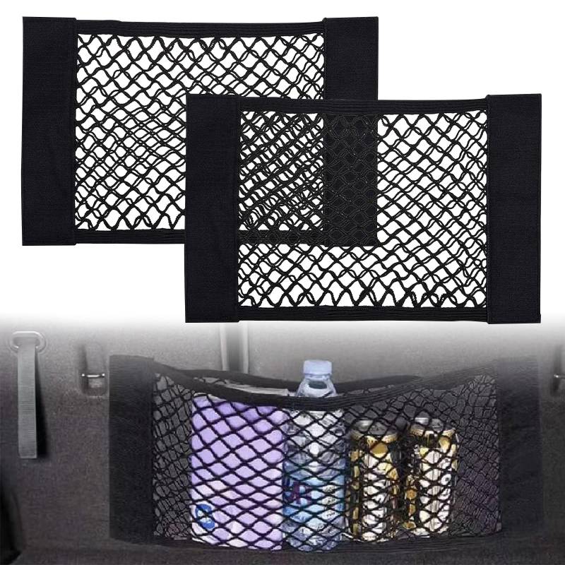 FDJZXW 2 PCS Kofferraum Organizer Auto Kofferraum Organizer Auto Organizer Kofferraum Gepäcknetz Geeignet für Autos/Suvs Zur Bequemen Aufbewahrung von Gegenständen Klettverschluss (Schwarz) von FDJZXW