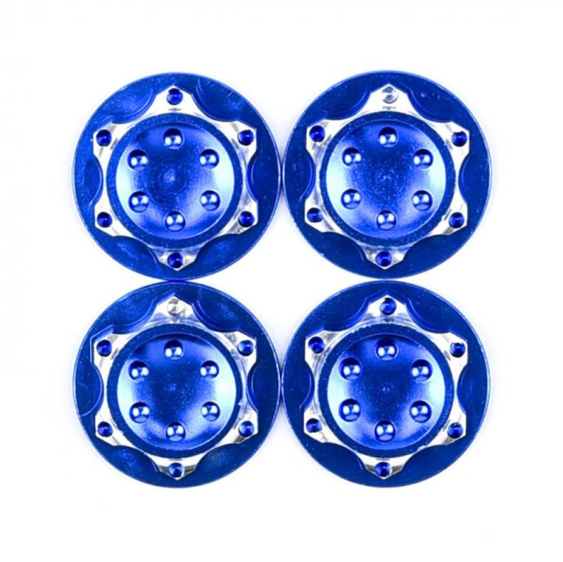 4 Stück Aluminium-Radnaben-Schutzabdeckung, 17 mm Sechskantmutter, kompatibel mit 1/8 RC-Modellauto, rutschfeste Radabdeckung(NAVY BLUE) von FDhRyTF