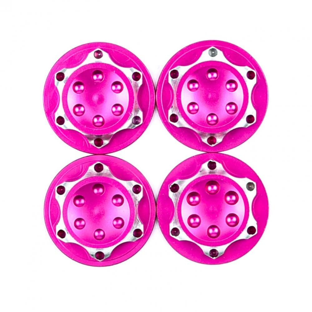 4 Stück Aluminium-Radnaben-Schutzabdeckung, 17 mm Sechskantmutter, kompatibel mit 1/8 RC-Modellauto, rutschfeste Radabdeckung(PINK) von FDhRyTF