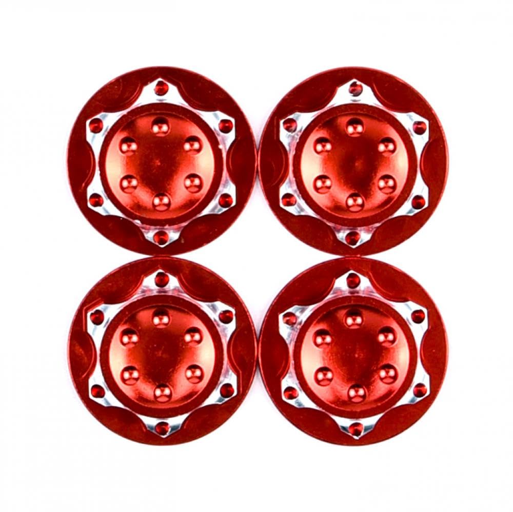 4 Stück Aluminium-Radnaben-Schutzabdeckung, 17 mm Sechskantmutter, kompatibel mit 1/8 RC-Modellauto, rutschfeste Radabdeckung(RED) von FDhRyTF