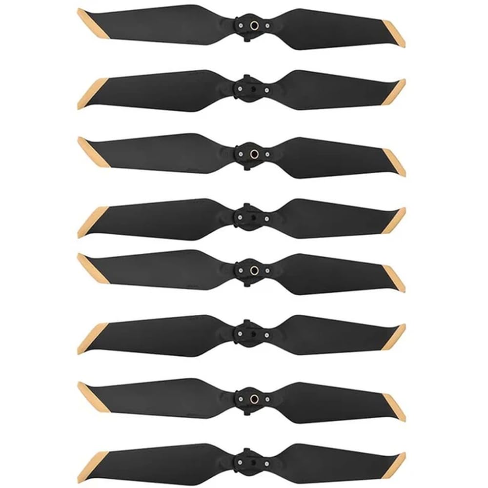 4er- oder 8er-Pack Propeller Kompatibel mit kompatibles 2 Pro Zoom 8743 Geräuscharmes Schnellspanner-Faltgeräuschreduzierungs-Drohnenzubehör(Black Gold 8pcs) von FDhRyTF