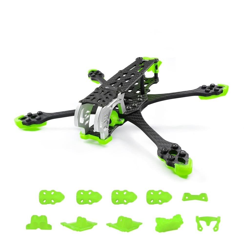 GEP-MK5 Rahmen kompatibel mit Mark5 Serie Drone Carbon Fiber DIY RC Quadcopter Freestyle Drone Teile(PRO FRAME GREEN) von FDhRyTF