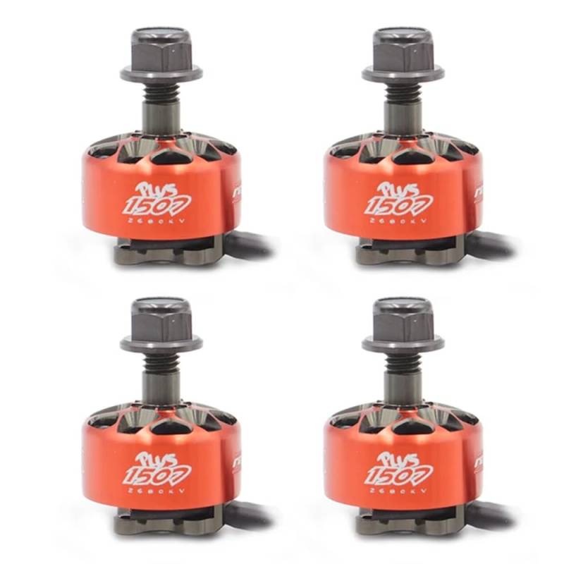 Smoox 1507 Plus 2680kv Bürstenloser Motor Kompatibel mit 3-Zoll-Cinewhoop-Kanäle, kompatibel mit 4 bis 6s und 3 bis 4s RC FPV Racing Quadcopter-Drohnen(4PCS 2680KV orange) von FDhRyTF