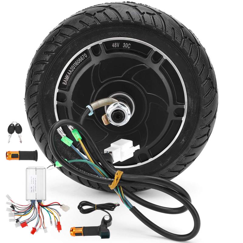 FEAW Elektroroller-Nabenmotor, bürstenlos und zahnlos 48 V 350 W DIY-Elektromotor-Kit Scooter-Umbausatz für Elektrofahrräder für 8-Zoll-Elektroroller von FEAW