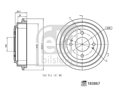 Febi Bilstein 1x Bremstrommel [Hersteller-Nr. 183867] für Honda von FEBI BILSTEIN