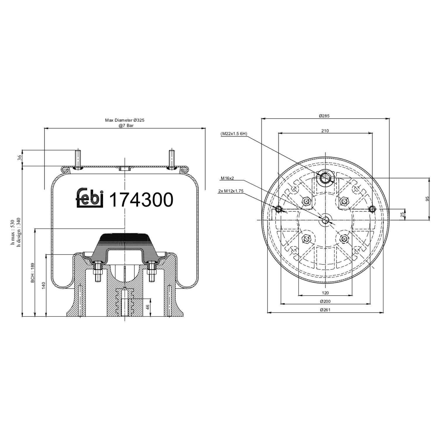 FEBI BILSTEIN Federbalg, Luftfederung 174300 550031220,3229004200 von FEBI BILSTEIN