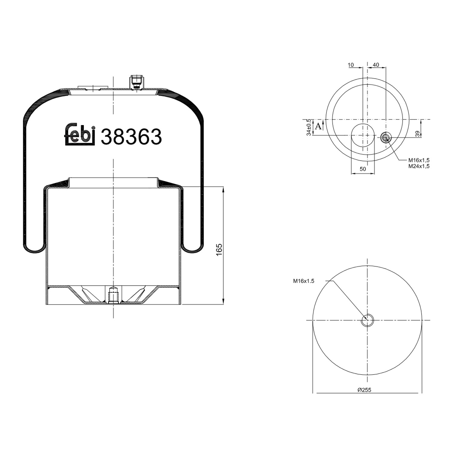 FEBI BILSTEIN Federbalg, Luftfederung MERCEDES-BENZ 38363 A9743200021,9423203021,9743200021 A9423203021 von FEBI BILSTEIN