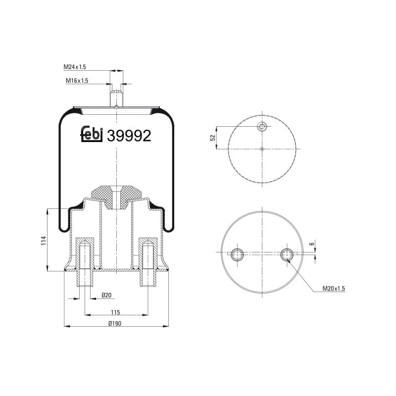 FEBI BILSTEIN Federbalg, Luftfederung MERCEDES-BENZ 39992 A9423204521,A9743200117,9423204521 9743200117 von FEBI BILSTEIN