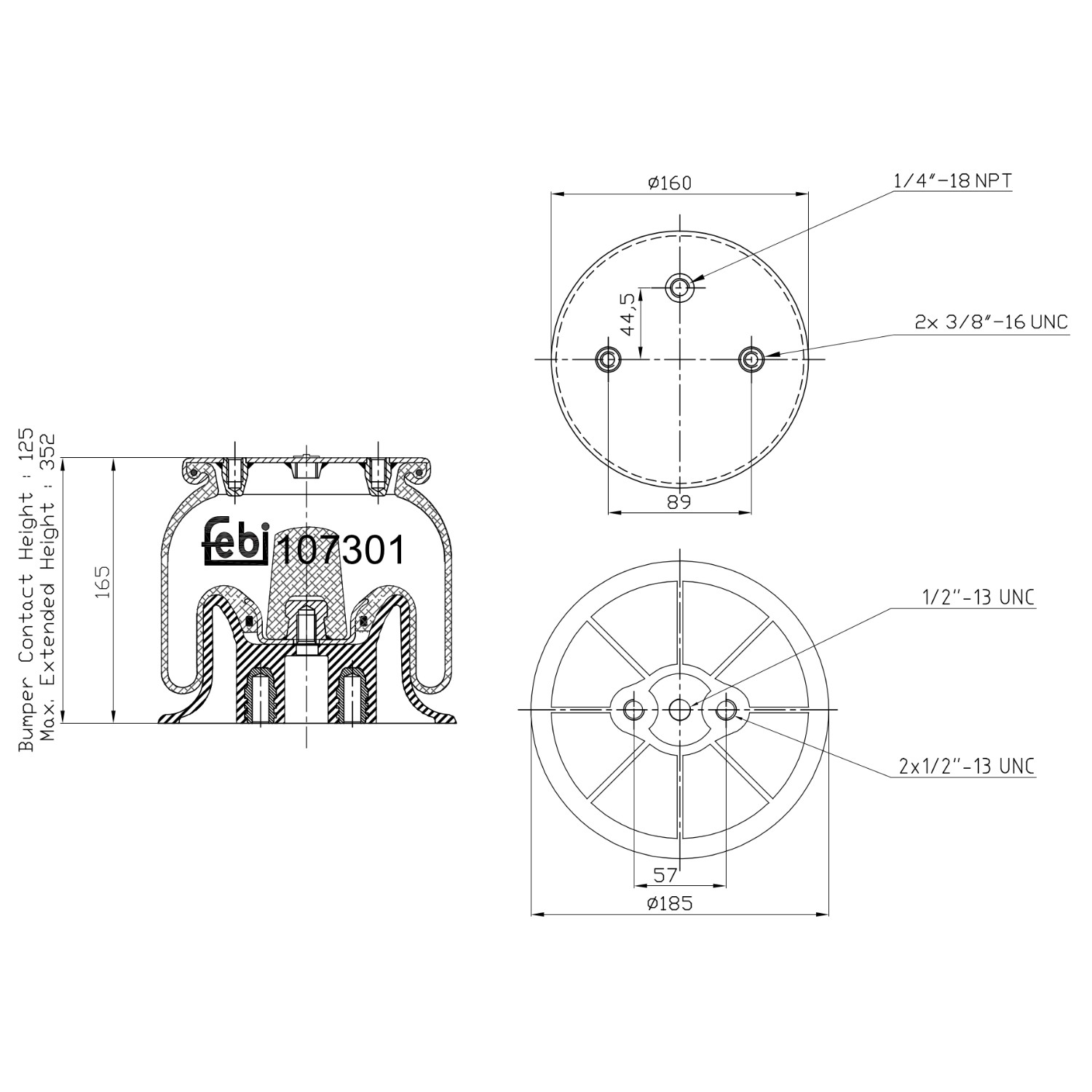 FEBI BILSTEIN Luftfeder, Fahrwerk IVECO 107301 042535665S1,42535665,42535665S1 504035755,504035755S1,042535665 von FEBI BILSTEIN