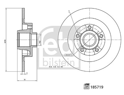 Febi Bilstein 1x Bremsscheibe [Hersteller-Nr. 185719] für Renault von FEBI BILSTEIN