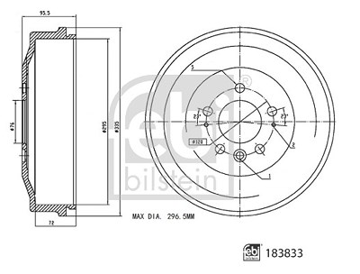 Febi Bilstein 1x Bremstrommel [Hersteller-Nr. 183833] für VW von FEBI BILSTEIN