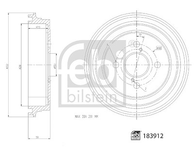 Febi Bilstein 1x Bremstrommel [Hersteller-Nr. 183912] für Toyota von FEBI BILSTEIN