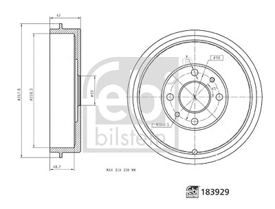 Febi Bilstein 1x Bremstrommel [Hersteller-Nr. 183929] für Alfa Romeo von FEBI BILSTEIN