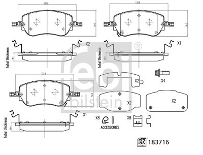 Febi Bilstein Bremsbelagsatz, Scheibenbremse [Hersteller-Nr. 183716] für Fiat von FEBI BILSTEIN