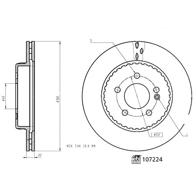 Febi Bilstein Bremsscheibe [Hersteller-Nr. 107224] für Mercedes-Benz von FEBI BILSTEIN