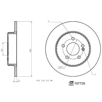 Febi Bilstein Bremsscheibe [Hersteller-Nr. 107726] für Mercedes-Benz von FEBI BILSTEIN