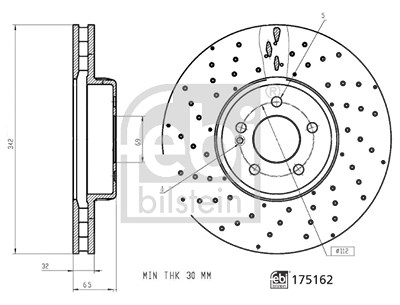 Febi Bilstein 1x Bremsscheibe [Hersteller-Nr. 175162] für Mercedes-Benz von FEBI BILSTEIN