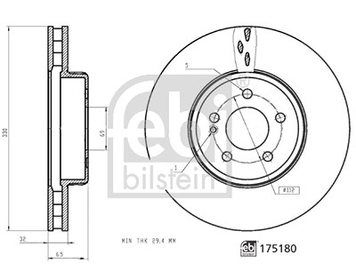 Febi Bilstein 1x Bremsscheibe [Hersteller-Nr. 175180] für Mercedes-Benz von FEBI BILSTEIN