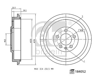 Febi Bilstein 1x Bremstrommel [Hersteller-Nr. 184052] für VW von FEBI BILSTEIN