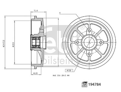 Febi Bilstein Bremstrommel [Hersteller-Nr. 194784] für Peugeot von FEBI BILSTEIN