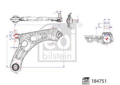 Febi Bilstein Lenker, Radaufhängung [Hersteller-Nr. 184751] für Opel, Peugeot von FEBI BILSTEIN