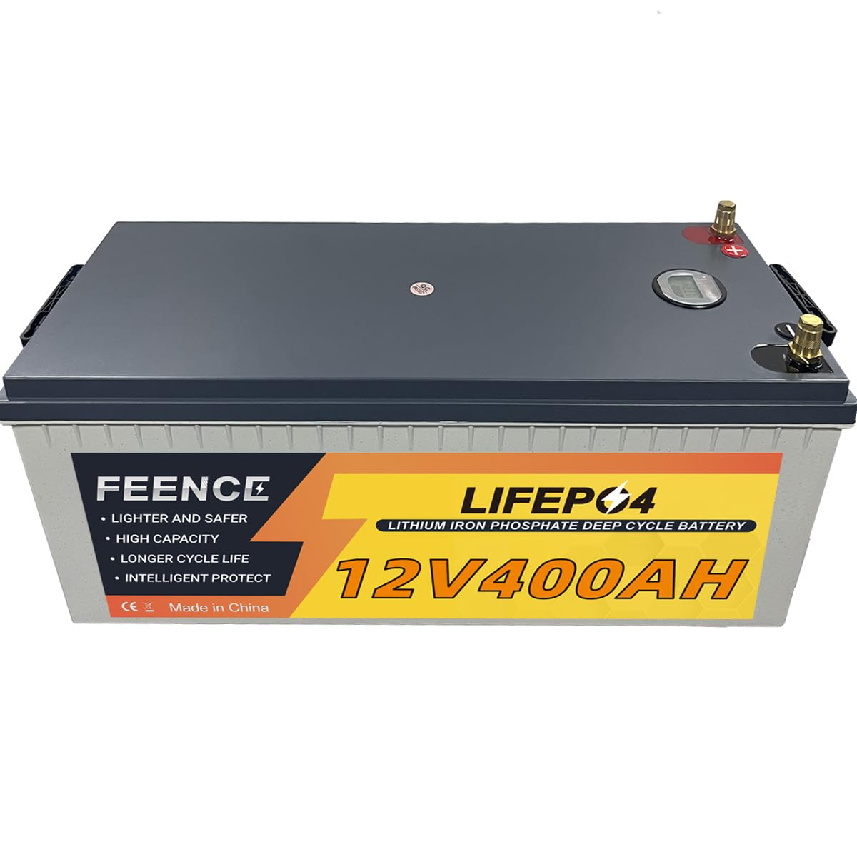 12V 400Ah LiFePO4 Lithium Batterie, 5120Wh Lithium-Batterie, 4000-15000 Zyklen Deep Cycle, Grade A Batteriezellen mit integriertem BMS, für Solar, Marine, Boot, Off-Grid Anwendungen von FEENCE