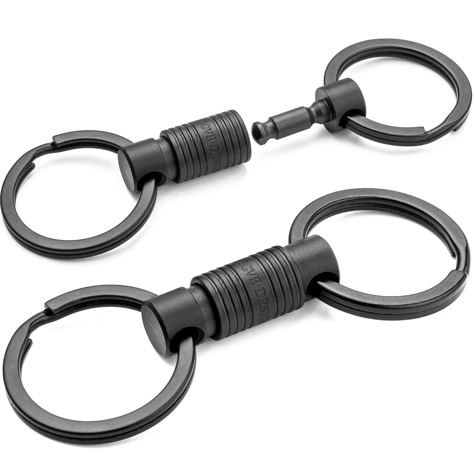FEGVE Titan-Schlüsselanhänger für Männer und Frauen, Schnellverschluss-Schlüsselanhänger, abnehmbarer Schlüsselanhänger zum Auseinanderziehen, Schwarz, 2 Stück, Mini von FEGVE