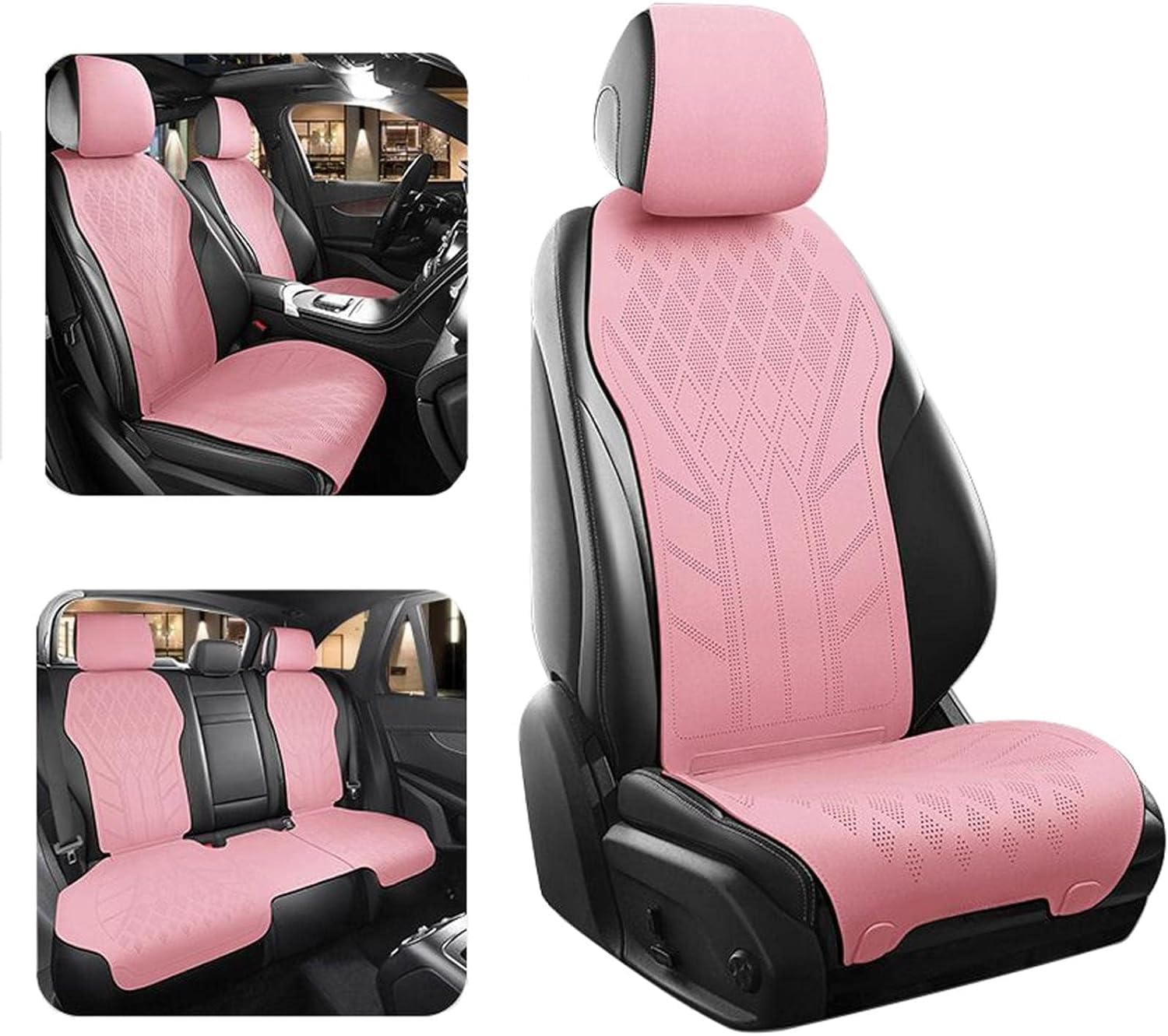 FEIFEISS Auto Sitzbezüge Sets für-AAA, Meisten Bequem Atmungsaktive Und Kratzer Resistent Rutschfester Wasserdicht Langlebig Innenraum Zubehör,A-Pink von FEIFEISS
