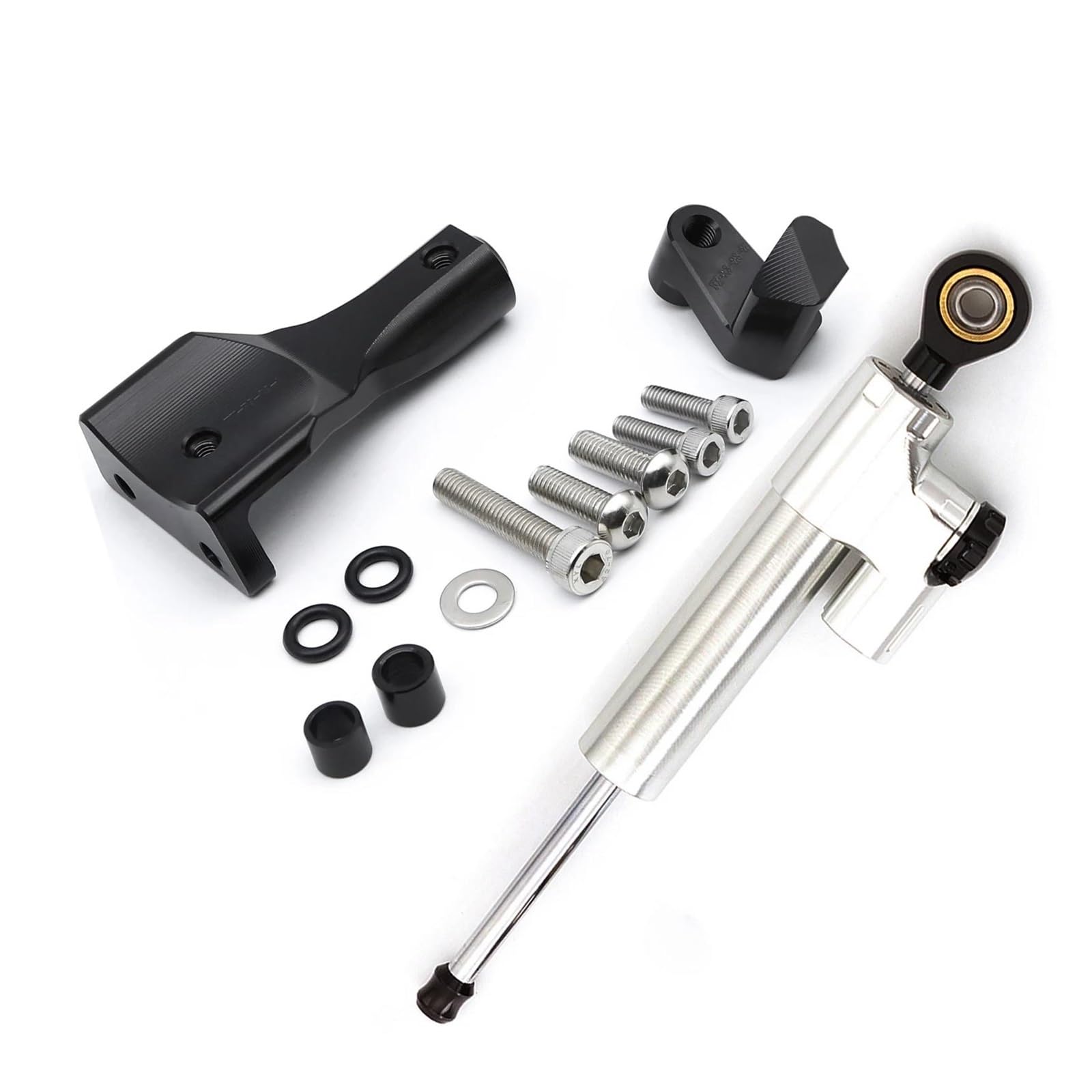 Dämpfer Lenkungsstabilisator Aluminium Lenkung Dämpfer Stabilisator Halterung Montage Unterstützung Kit Halter Für R3 R25 Für MT25 MT03 2019-2023 Motorradhalterung(Silver Set) von FEILIV