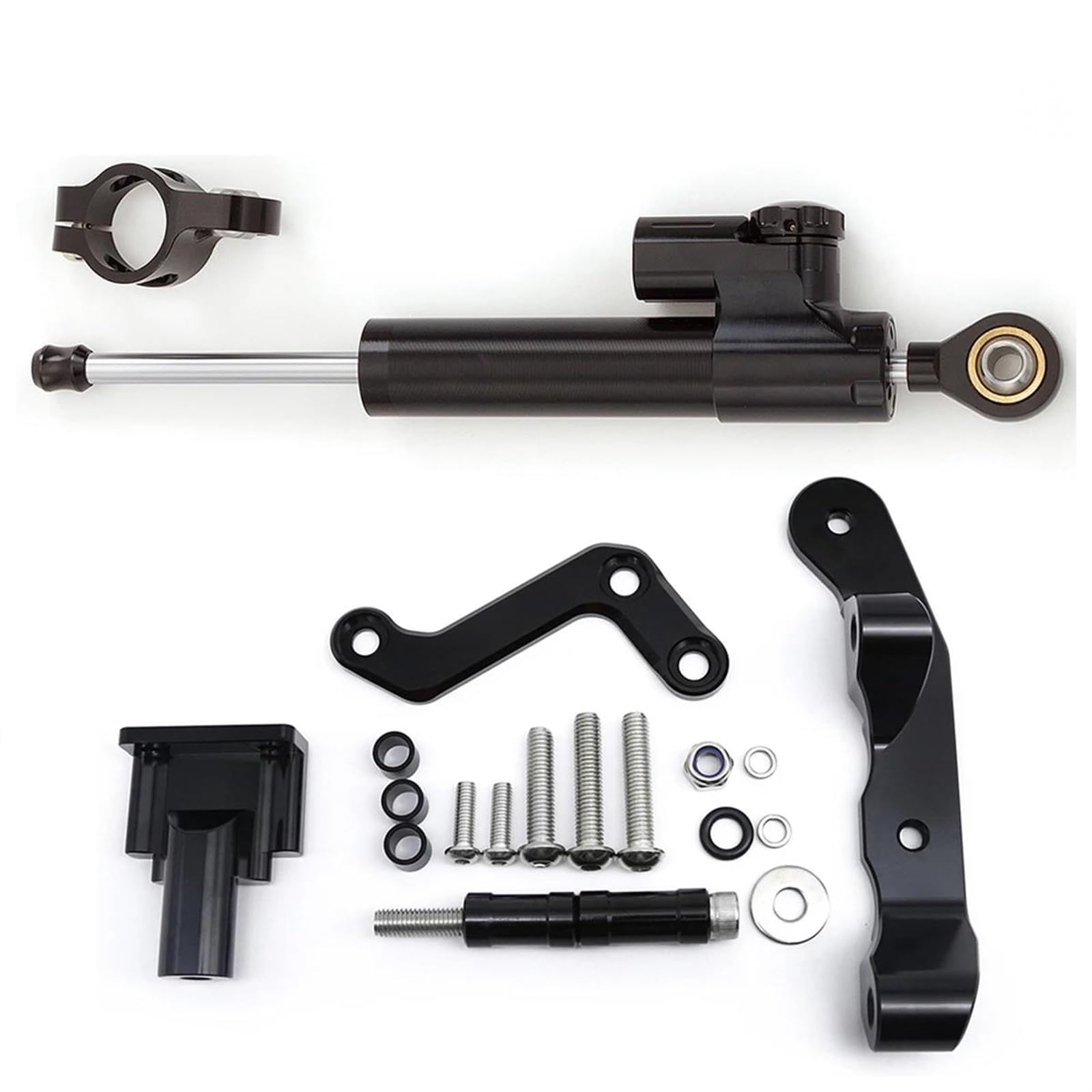 Dämpfer Lenkungsstabilisator Carbon Aluminium Motorrad Lenkung Dämpfer Stabilisieren Halterung Montage Kit Für MT03 2020-2023 Motorradhalterung(Black Set) von FEILIV