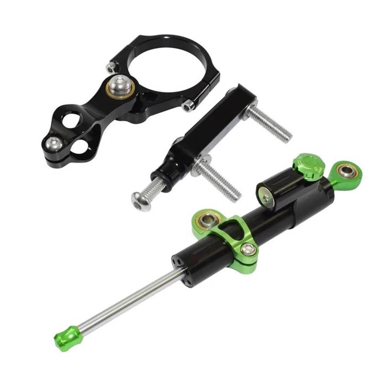 Dämpfer Lenkungsstabilisator Dämpfer Stabilisator Halterung Halter Vollen Satz Motorrad Einstellbare Lenkung Für Kawasaki KLE650 2015-2022 Motorradhalterung(Black-Green Lever) von FEILIV