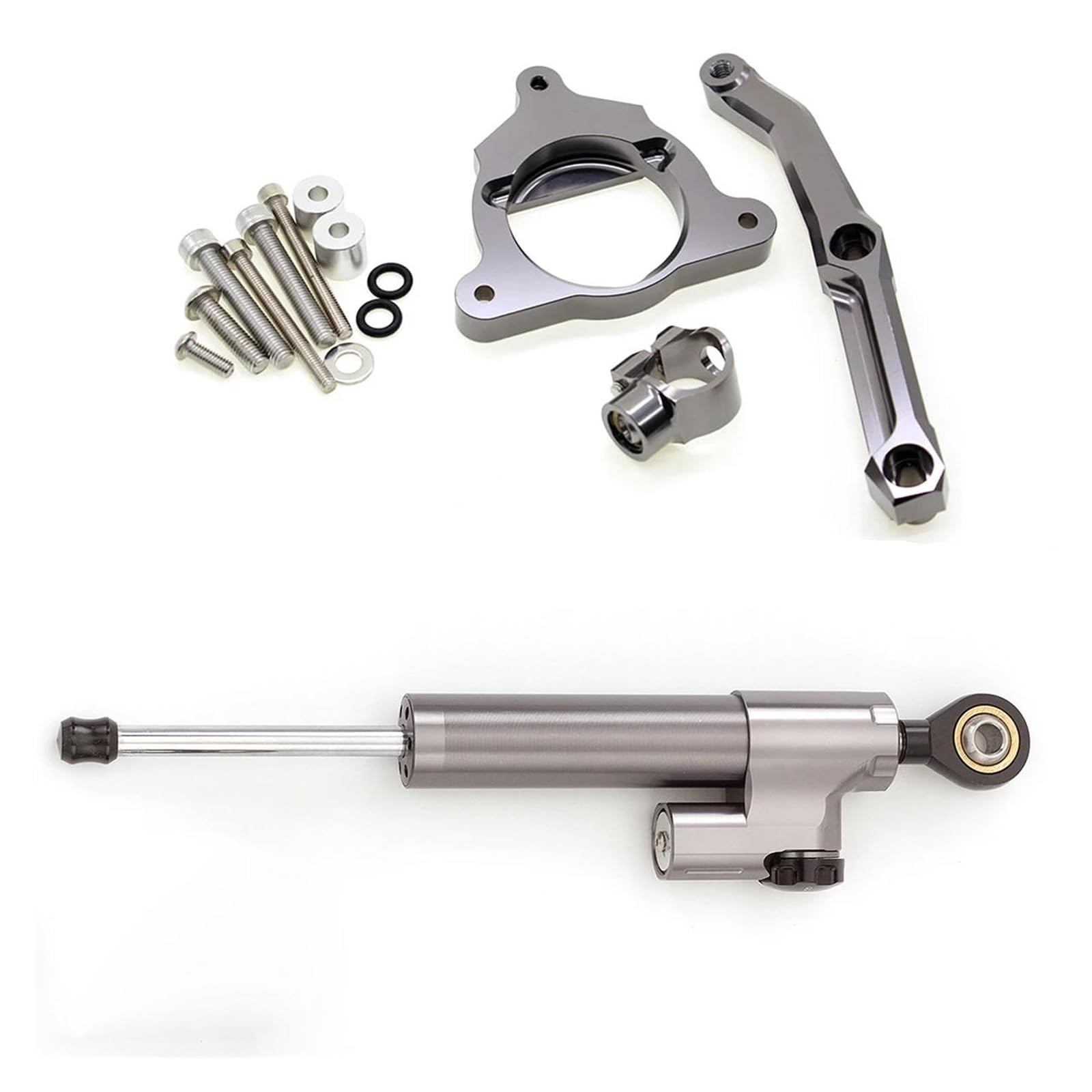 Dämpfer Lenkungsstabilisator Dämpfer Stabilisieren Dämpfer Halterung Montage Kit Motorrad Lenkung Für Kawasaki Für Z800 2013-2018 Motorradhalterung(Gray) von FEILIV