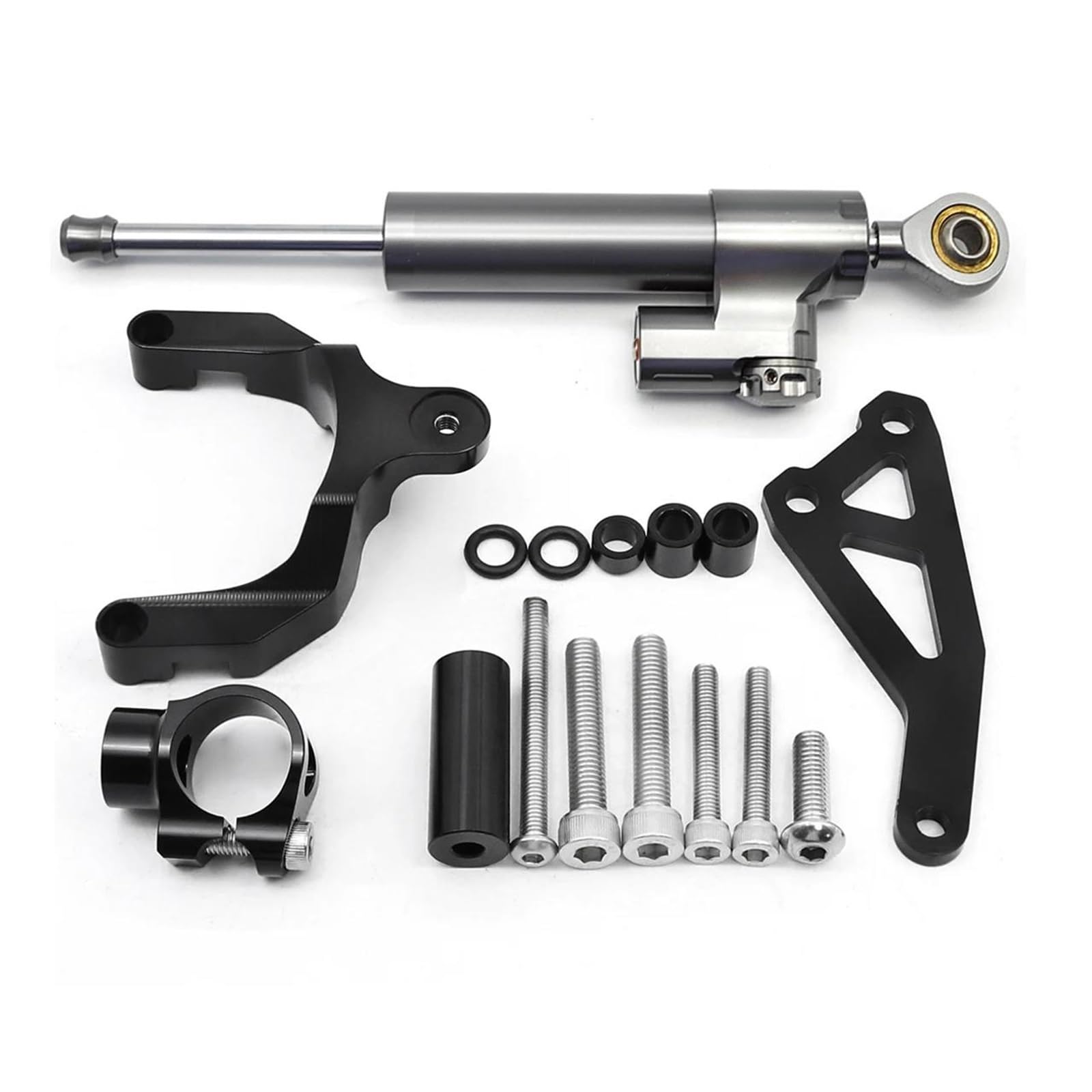 Dämpfer Lenkungsstabilisator Fiber Cabon Lenkungsdämpfer Stoßdämpfer Montagehalterung Kit FÜR Suzuki Für GSR750 2011-2015, Für GSR600 2006-2010 Motorradhalterung(Damper n Bracket B) von FEILIV