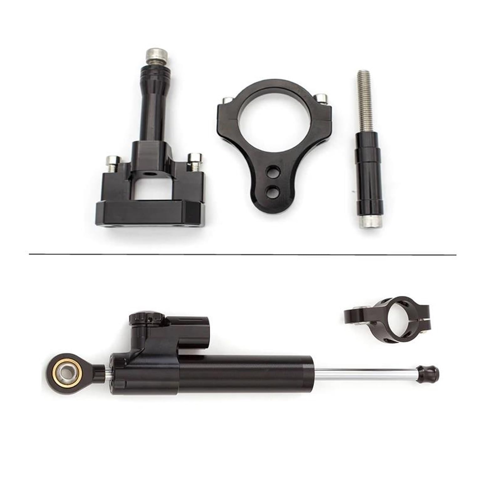 Dämpfer Lenkungsstabilisator Fiber Carbon Lenkungsdämpfer Stabilisator Halterung Montage Kit Für YZF R3 R25 Für MT25 Für YZFR3 YZF-R3 2019-2022 Motorradhalterung(Damper n Bracket B) von FEILIV