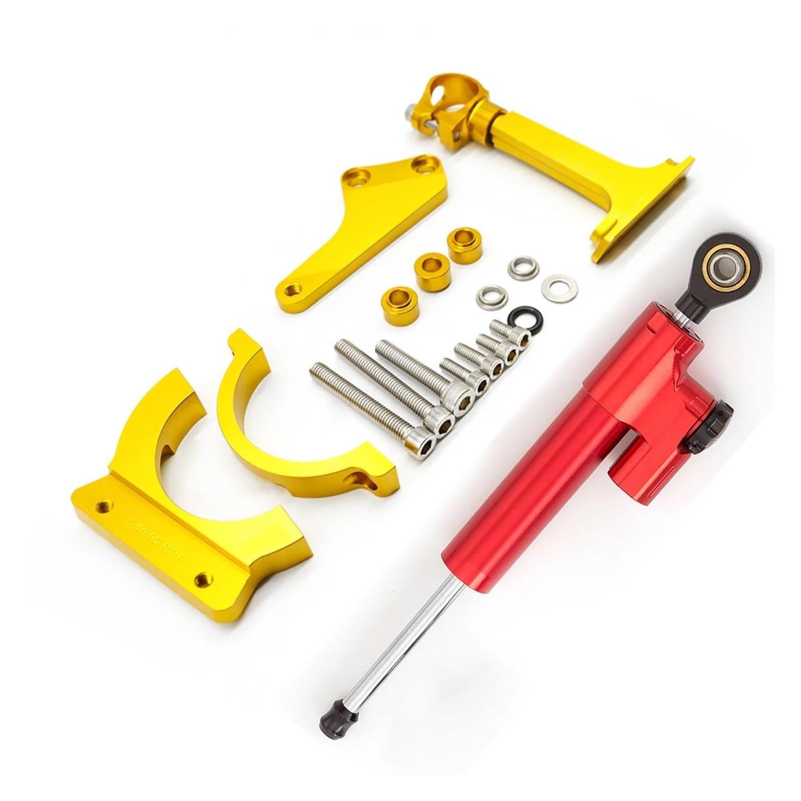 Dämpfer Lenkungsstabilisator Motorrad Aluminium Lenkungsdämpfer Stabilisieren Halterung Unterstützung Montage Kit Für Kawasaki Für ER6N ER6F Für Ninja 650R 2006-2008 Motorradhalterung(Red Gold) von FEILIV