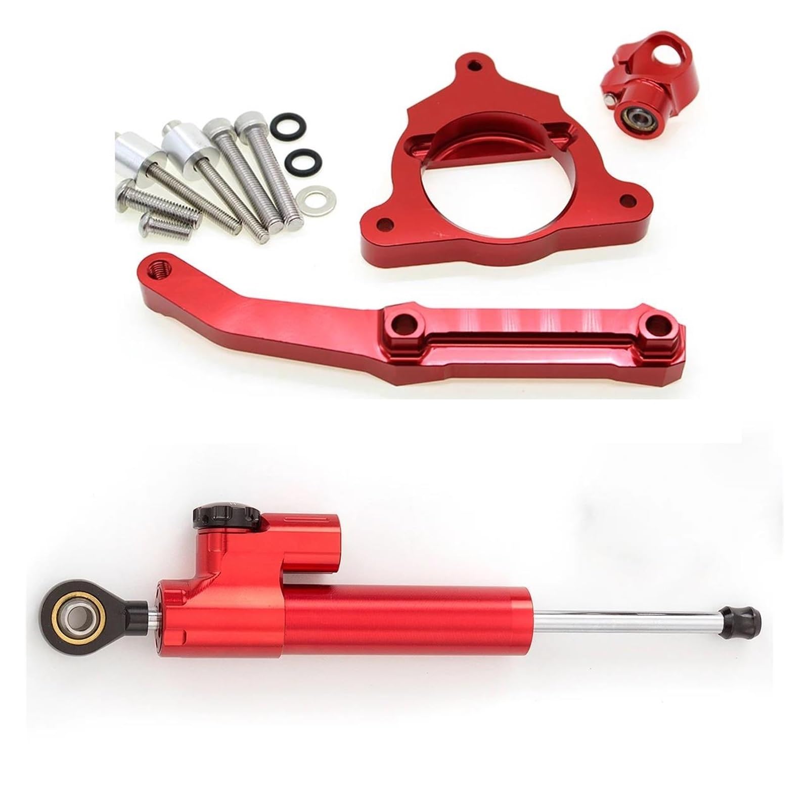 Dämpfer Lenkungsstabilisator Motorrad Lenkung Dämpfer Stabilisieren Dämpfer Halterung Montage Kit Für Kawasaki Für Z800 2013-2018 Motorradhalterung(Red) von FEILIV