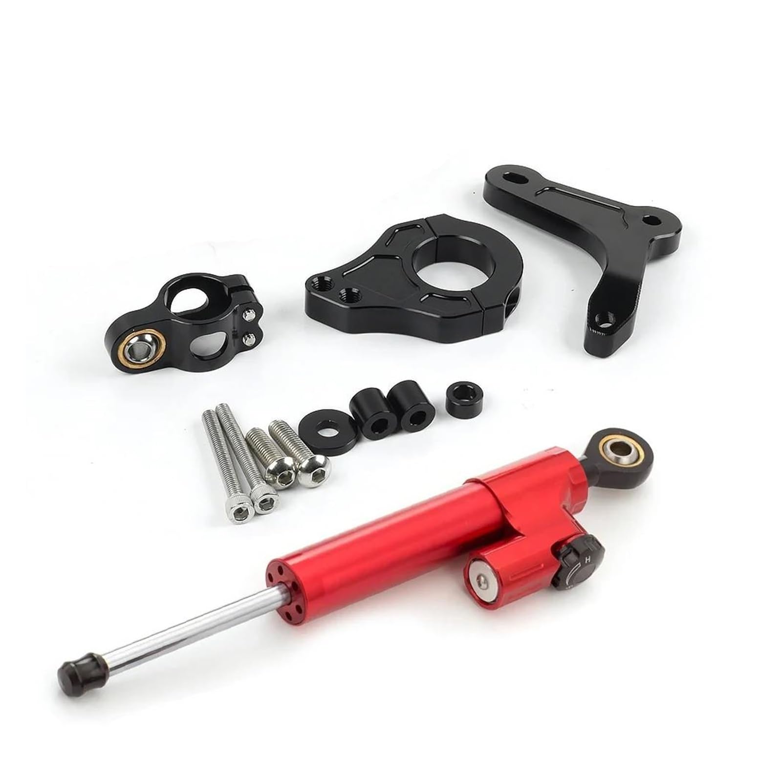 Dämpfer Lenkungsstabilisator Motorradzubehör Stabilisator Lenkungsdämpfer Montagehalterung Support Kit Für Xmax 300 Für XMAX300 2017-2023 Motorradhalterung(Red) von FEILIV