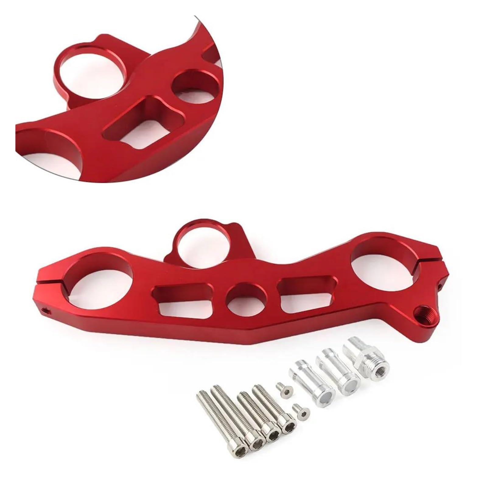 Dämpfer Lenkungsstabilisator Senkung Der Gabelbrücke Front-End Ober Top Clamp Motorrad Aluminium Für Kawasaki Für Ninja ZX6R 2009-2012 Motorradhalterung(Red) von FEILIV