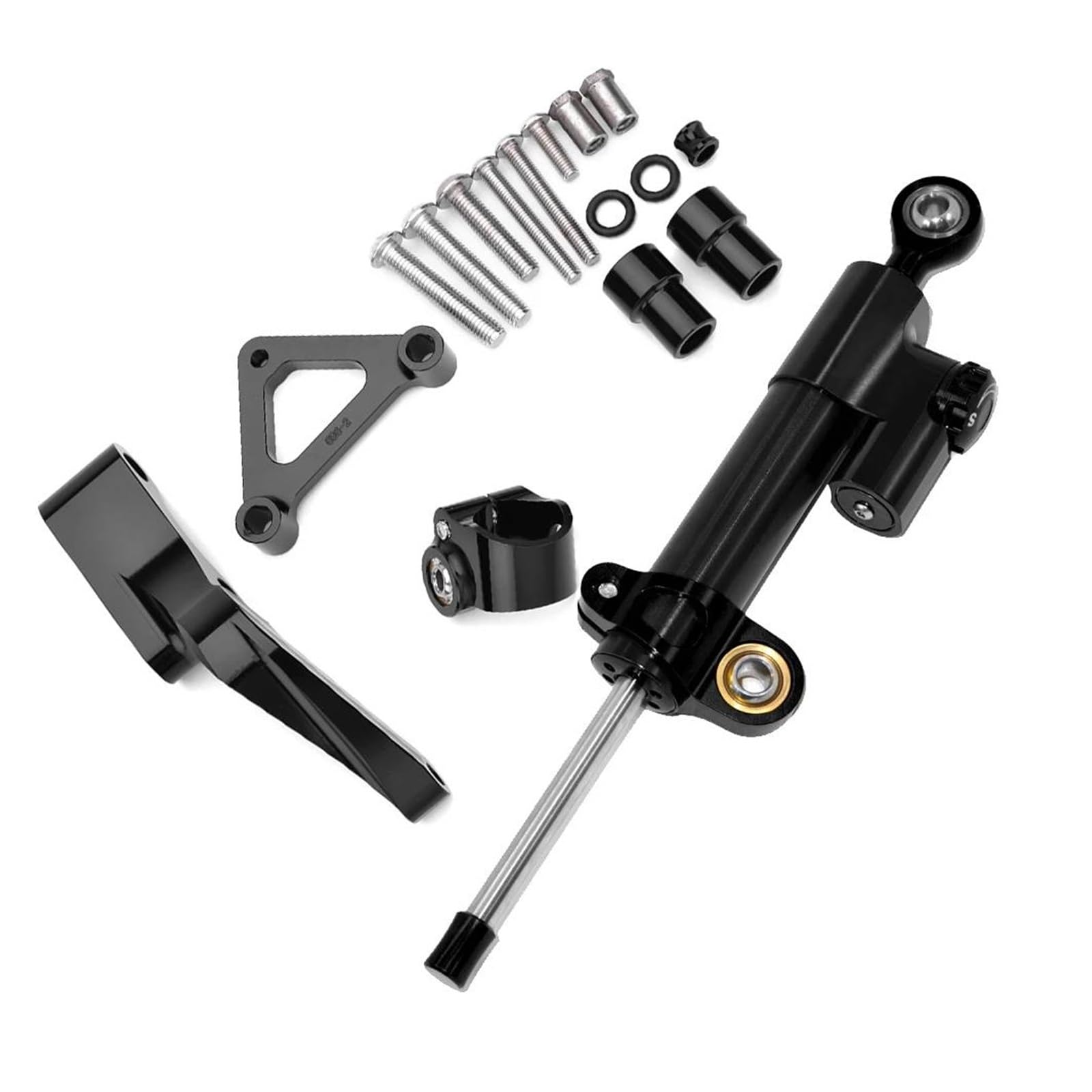 Dämpfer Lenkungsstabilisator Stabilisieren Sie Die Sicherheitskontrolle Mit Montagehalter, Motorrad-Dämpferlenkung Für Ducati Für Monster 696 796 795 Motorradhalterung(Black) von FEILIV