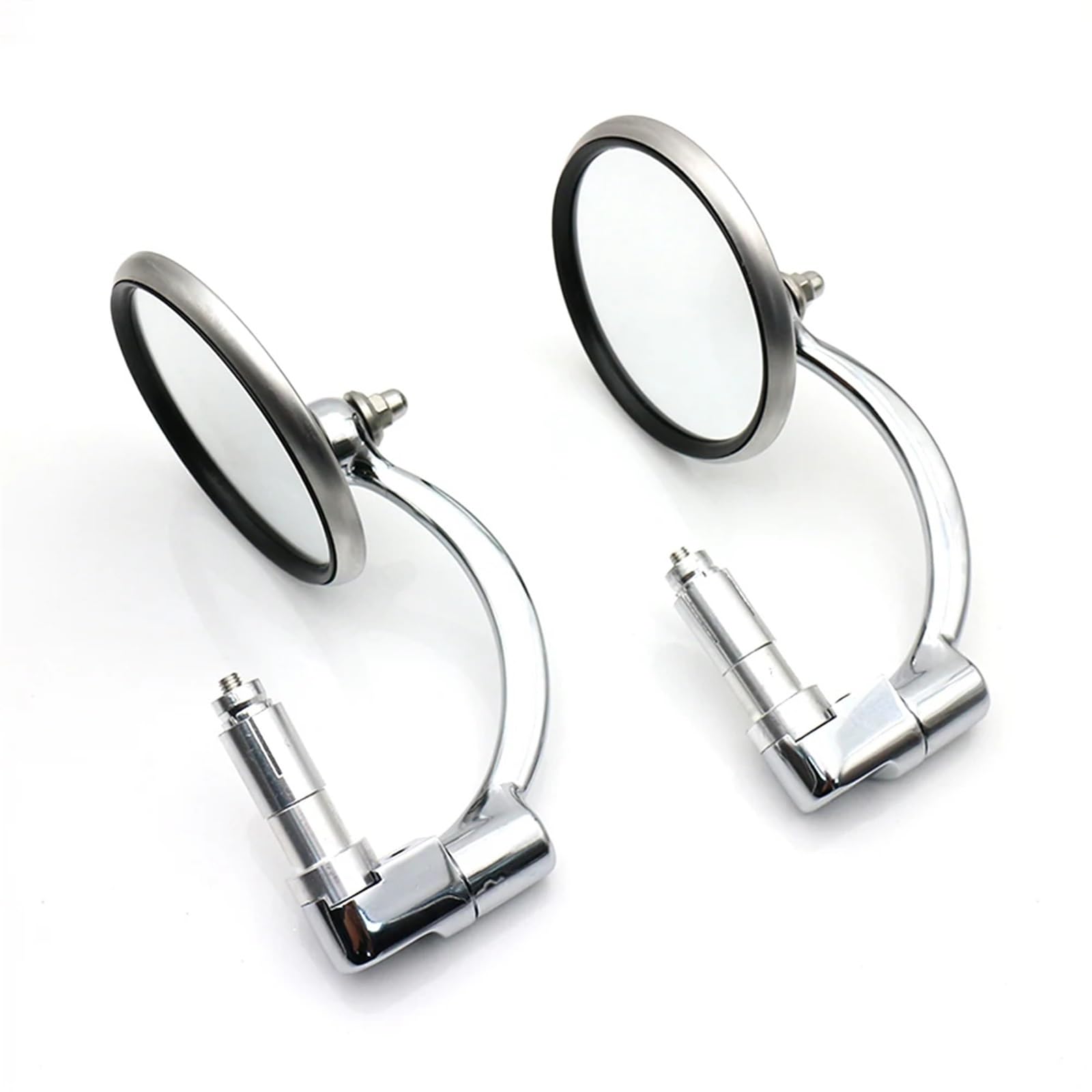 Kettennieter Motorrad 2 Pcs Chrome Universal Motorrad Runde Rückspiegel Bar End Außenspiegel Für Chopper Scooter Cafe Racer Zubehör Moped Zubehör Spiegel Motorrad von FEILIV