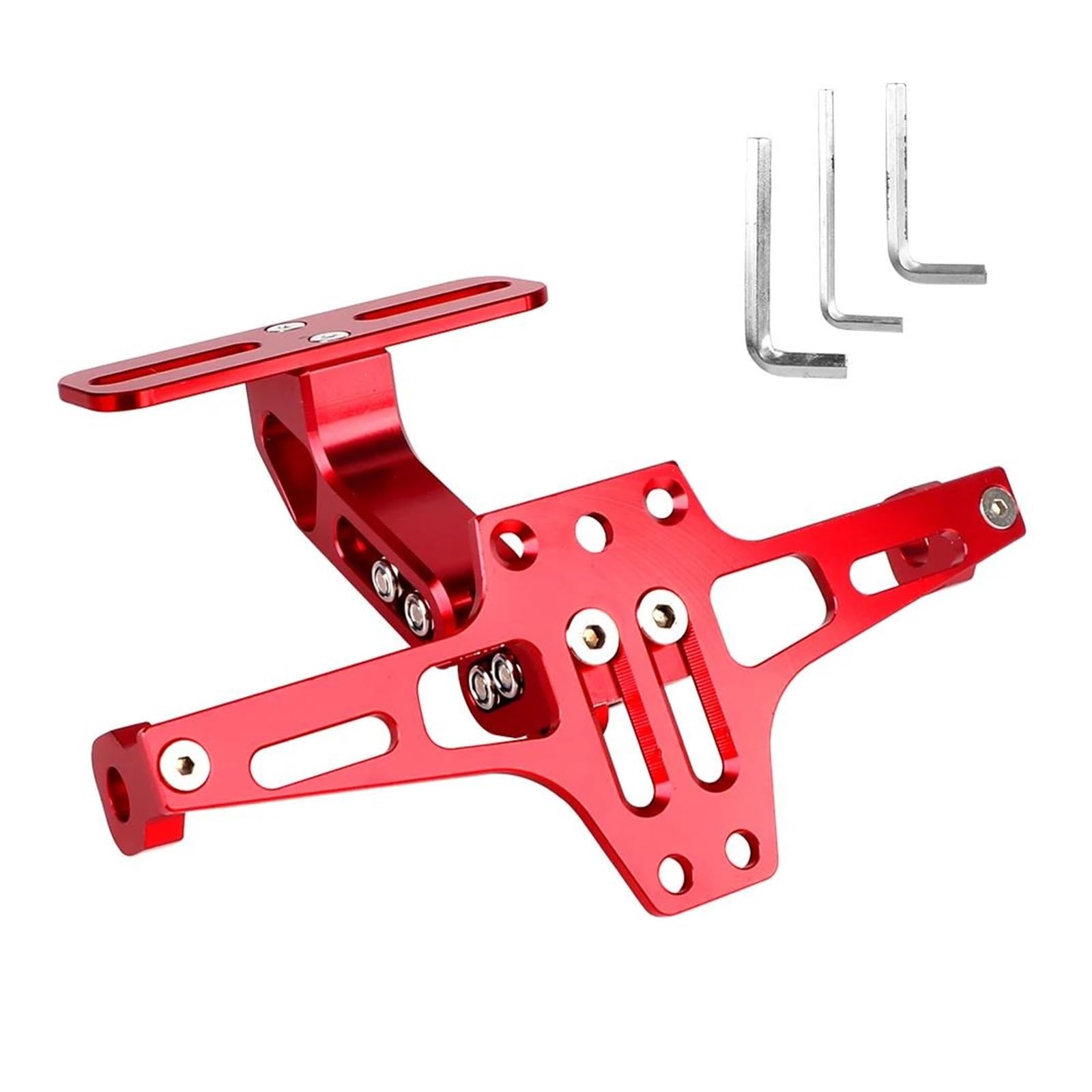 Motorrad-Kennzeichenhalter Eliminator Kit Schwanz Halterung Rahmen Aluminium Legierung Einstellbare Motorrad Hinten Kennzeichen Halter Moto Zubehör Kennzeichenträger Set(Red) von FEILIV