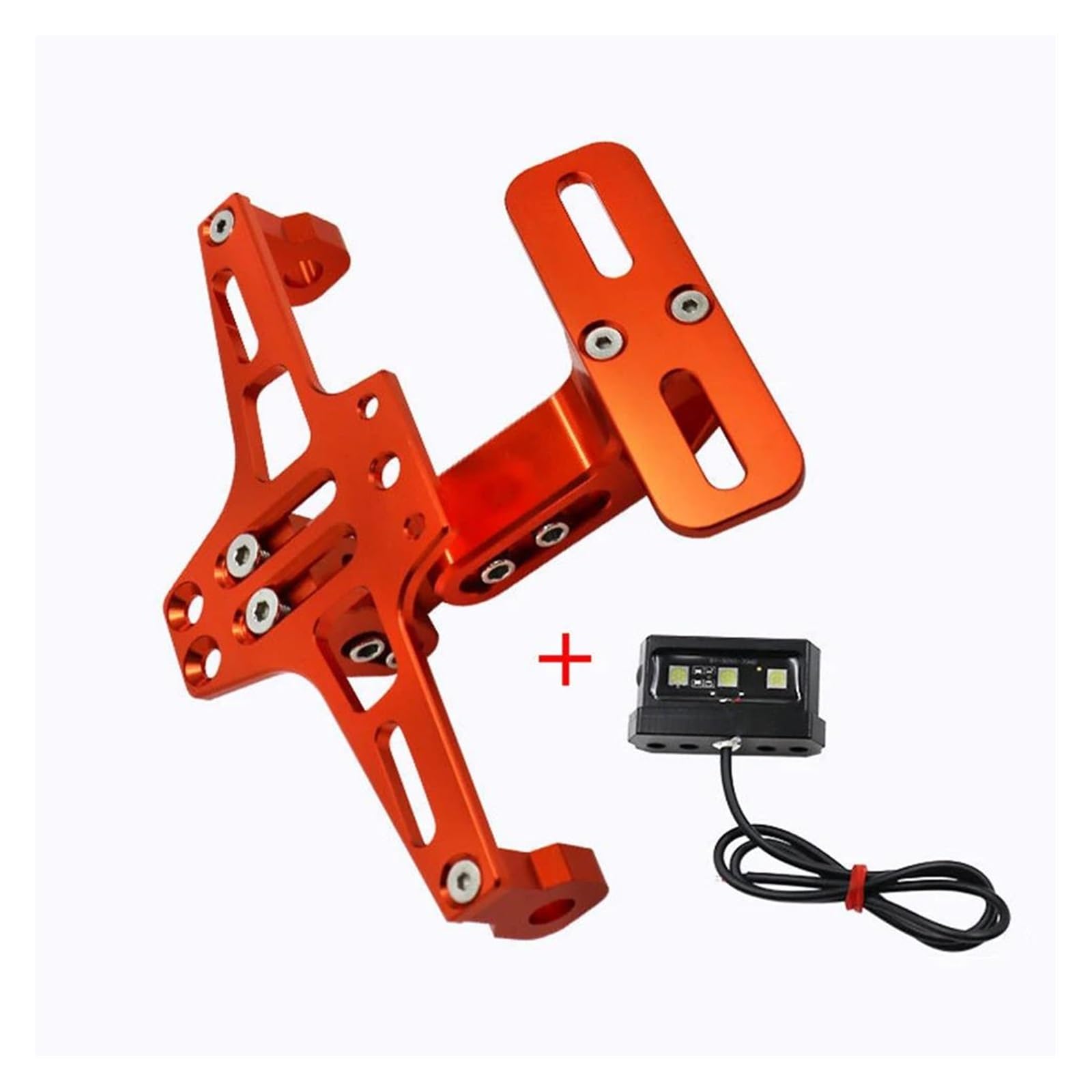 Motorrad-Kennzeichenhalter Kennzeichenhalter Universal Motorrad Tail Tidy Motorrad-Kennzeichenhalterhalterung Mit LED-Licht Motorrad-Lizenz Kennzeichenträger Set(Orange) von FEILIV