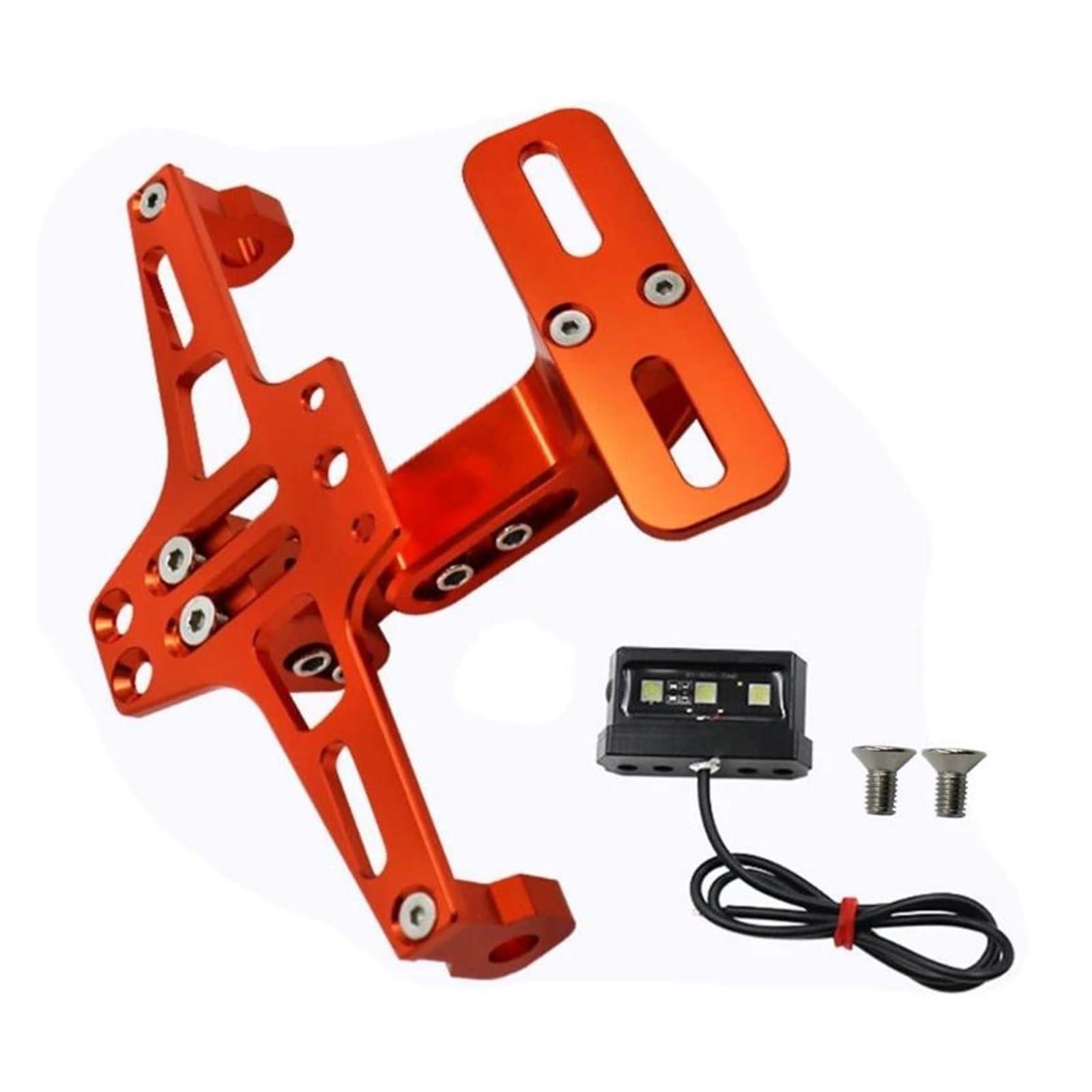 Motorrad-Kennzeichenhalter Kennzeichenrahmen LED-Motorrad Modificate Motorrad-Kennzeichenhalterung Mit LED-Akzent Aluminium Motorrad Kennzeichenträger Set(Orange) von FEILIV