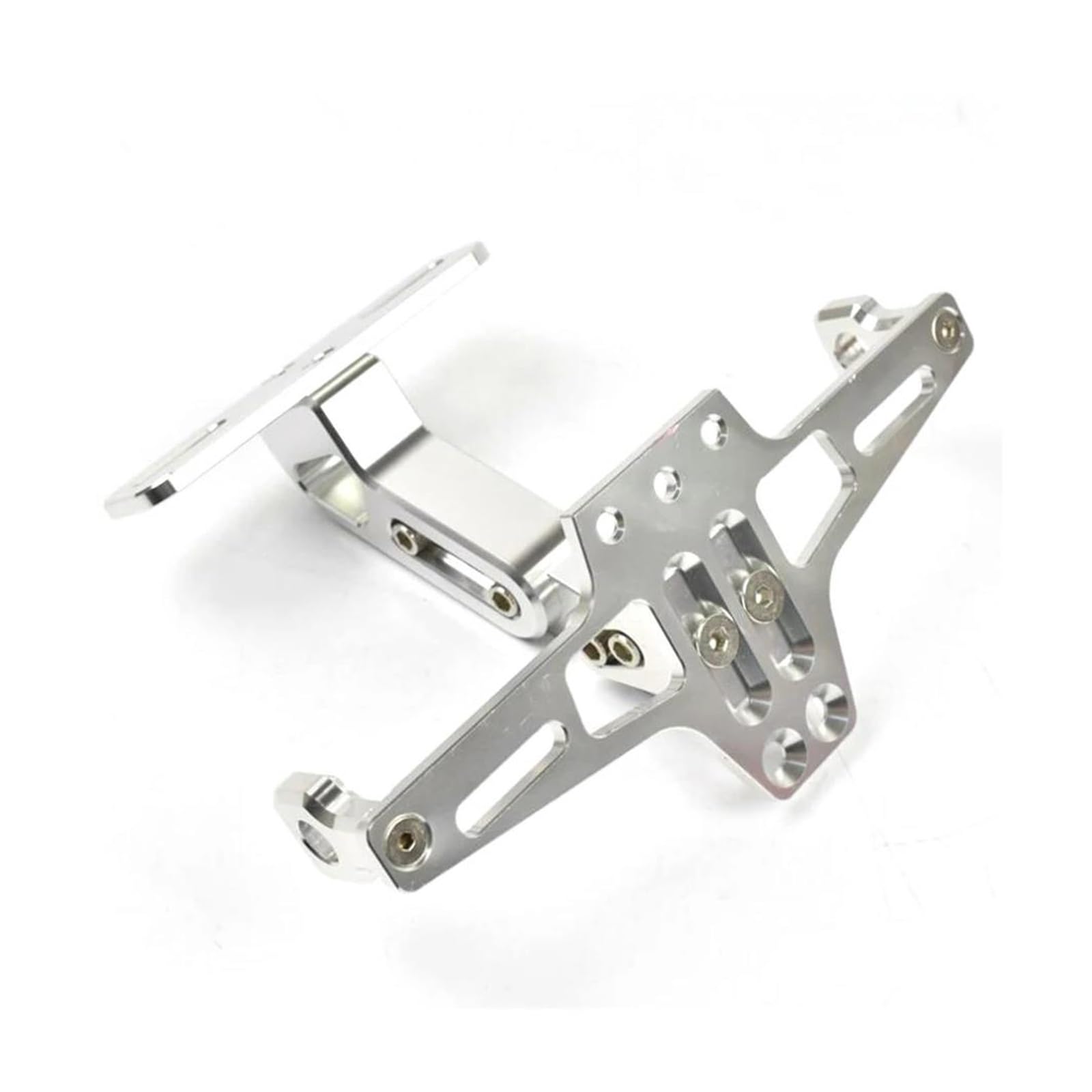 Motorrad-Kennzeichenhalter Rahmen Aluminium Einstellbarer Universal Motorrad Nummernschild Für Suzuki Für Bandit Für SV400 SV650 Für GSR 600 750 Für M109R VStrom Kennzeichenträger Set(Silver) von FEILIV