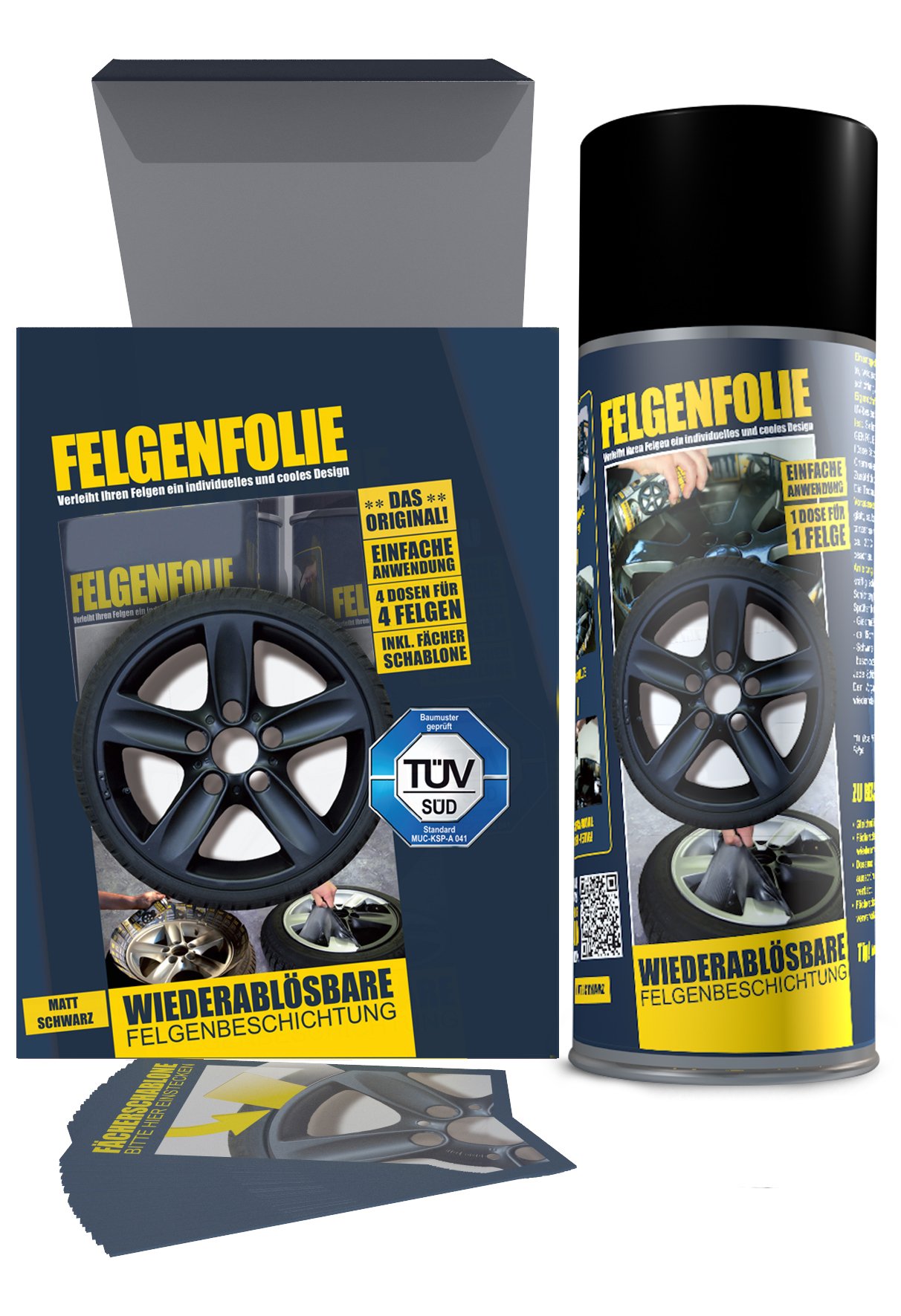 mibenco 61001103 Felgenfolie Set, 4 x 400 ml, Schwarz Matt von FELGENFOLIE