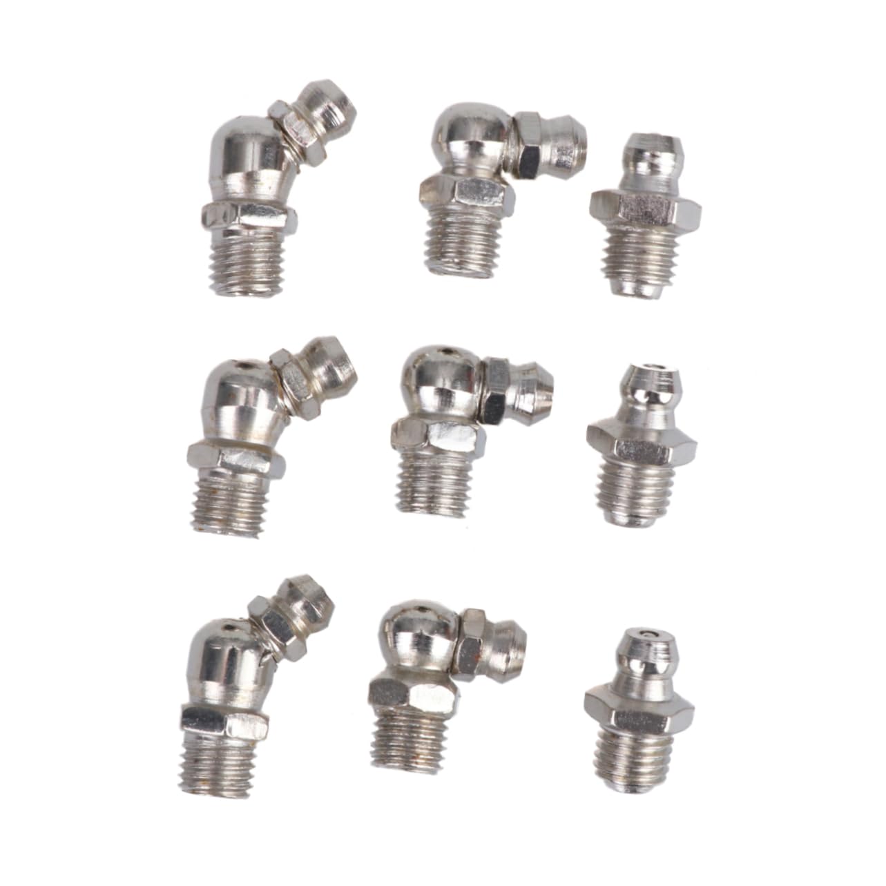 FELTECHELECTR 45 Teiliges Schmiernippel Sortiment Set Silberfarbene Schmiernippel M8 x 1 Gerade Bogen & Bogen Ideal Für Wartung Und Reparatur Von Maschinen Und Fahrzeugen von FELTECHELECTR